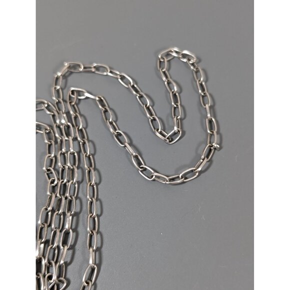 Vintage Silver Tone Open Metal Work Cross Flower Rhinestone Penant Necklace 26" - Picture 6 of 8